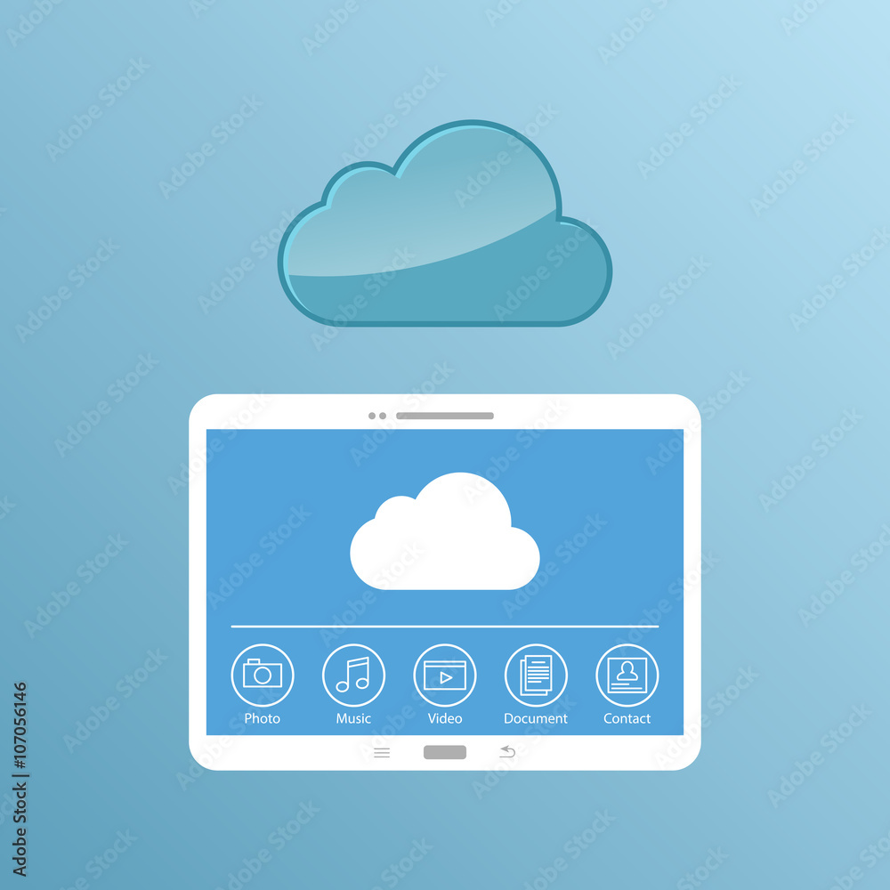 Cloud service. Concept design of the tablet storage files. Cloud service. Concept design of the tablet storage files.