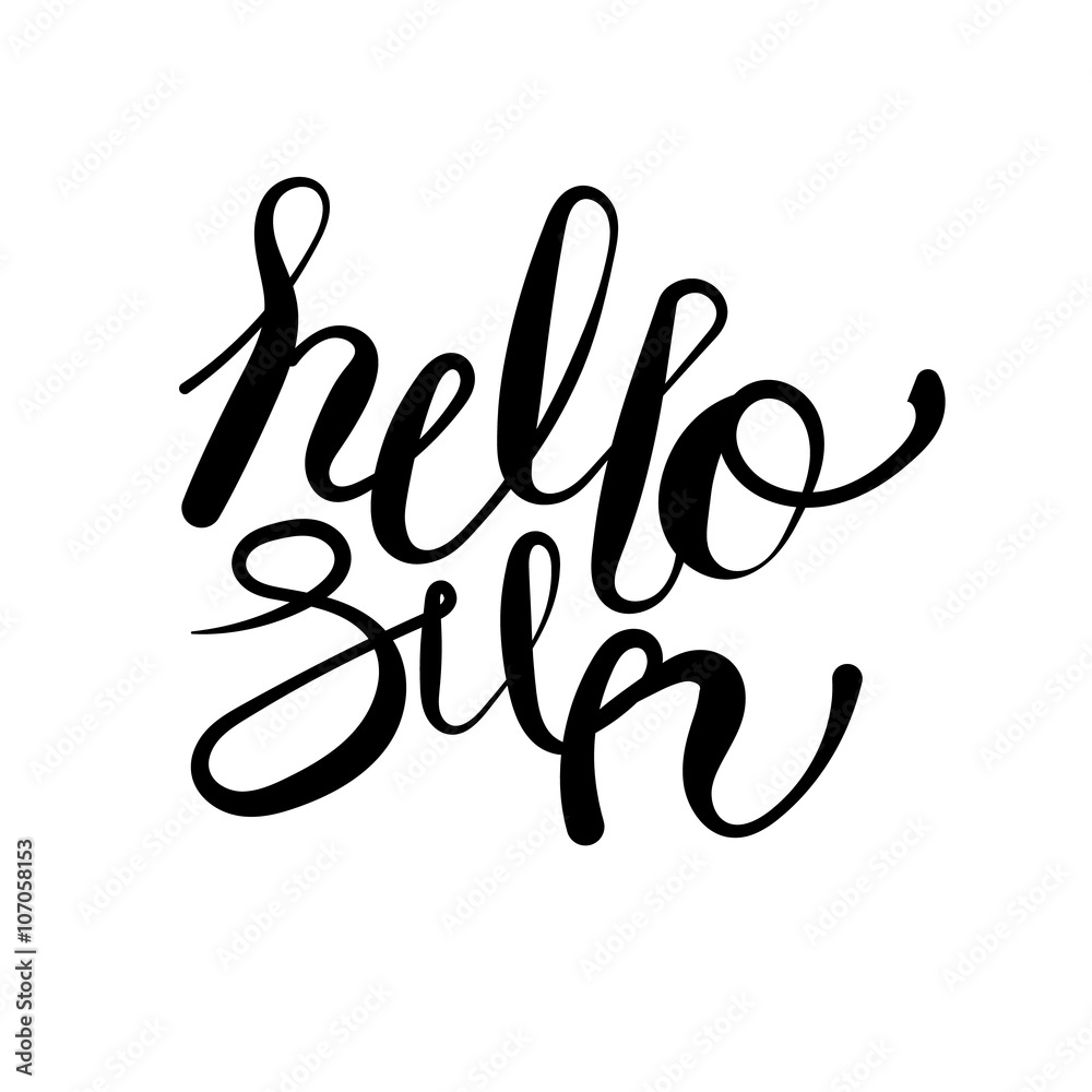 hello sun lettering text isolated calligrapgic curly style. Inscription for prints, posters, cards, invitations. Hand drawn vector illustration, web design element, black on white hello sun lettering text isolated calligrapgic curly style. Inscription for prints, posters, cards, invitations. Hand drawn vector illustration, web design element, black on white