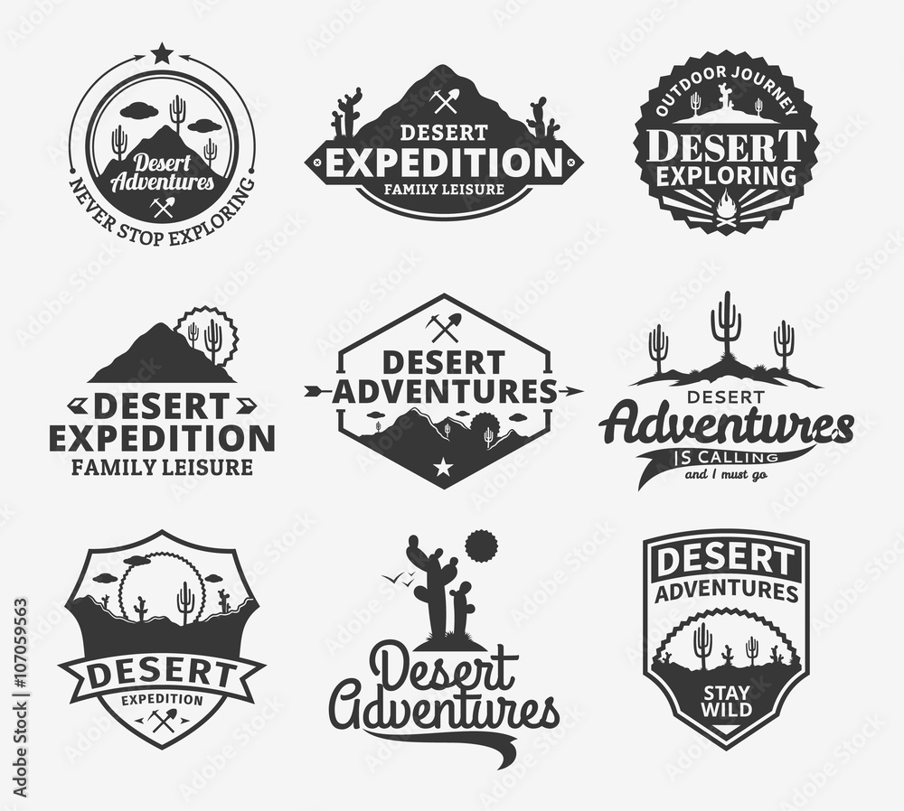 Set of vector desert adventures logo