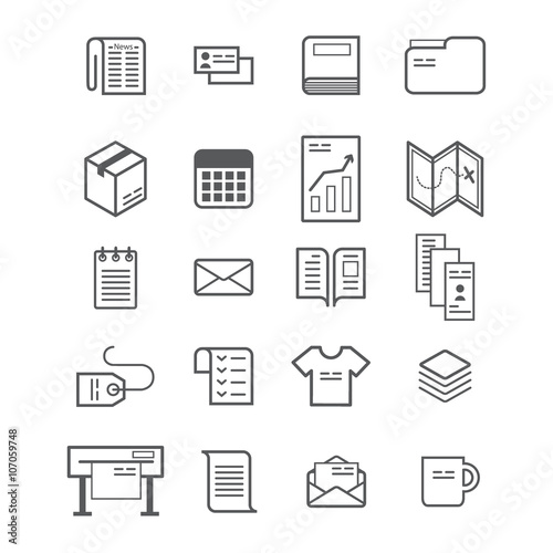 Polygraphy production icon set