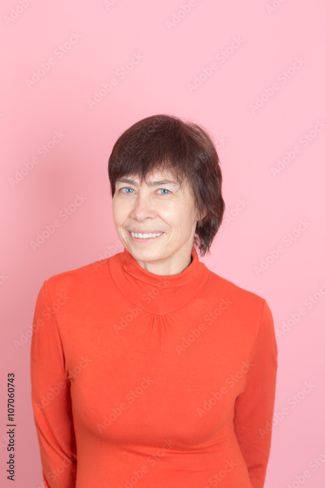 woman in orange blouse woman in orange blouse