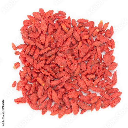 Dried goji berries on white background