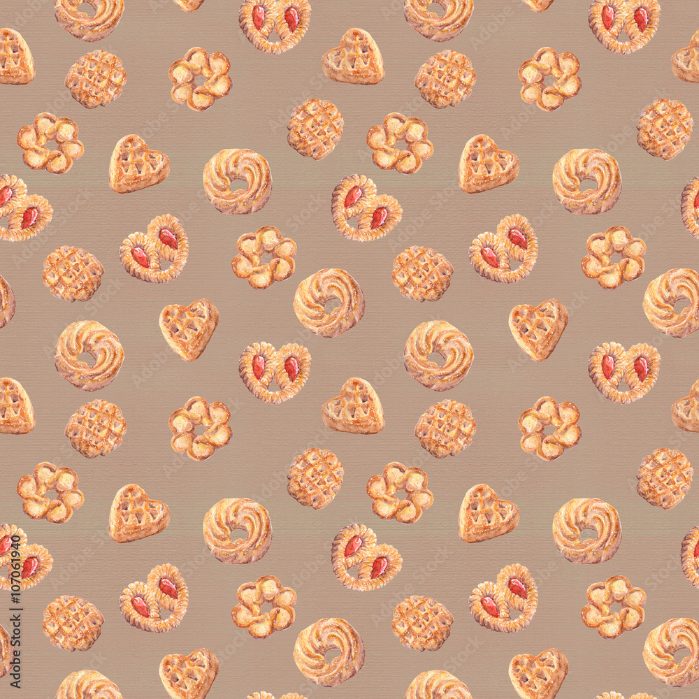 Seamless cookies wallpaper. Baking food design isolated Seamless cookies wallpaper. Baking food design isolated