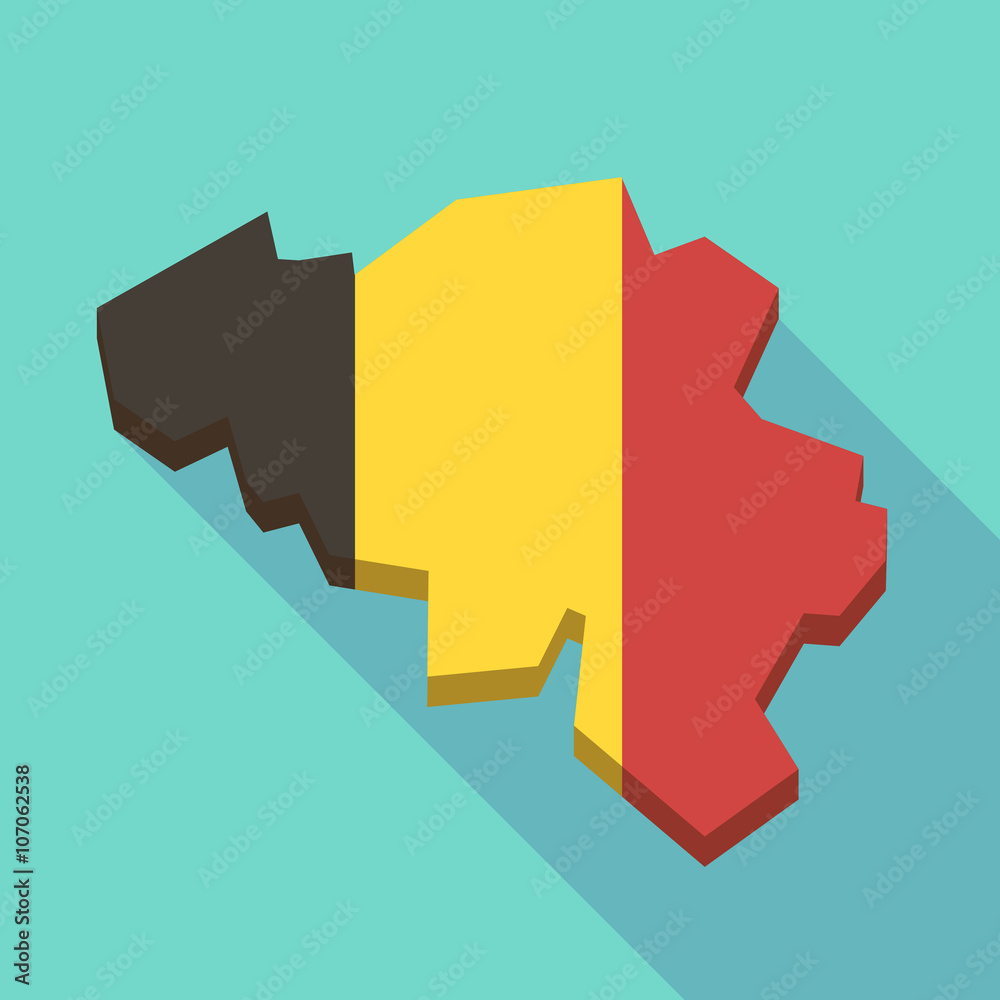 Long shadow map of Belgium with with its flag Long shadow map of Belgium with with its flag