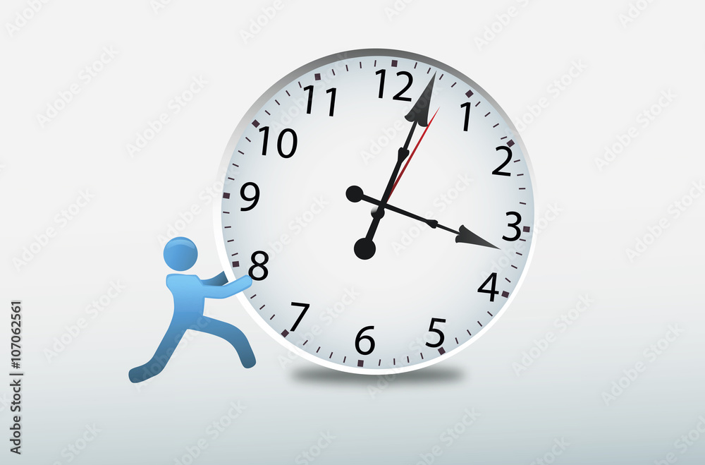 vector image of a clock with human