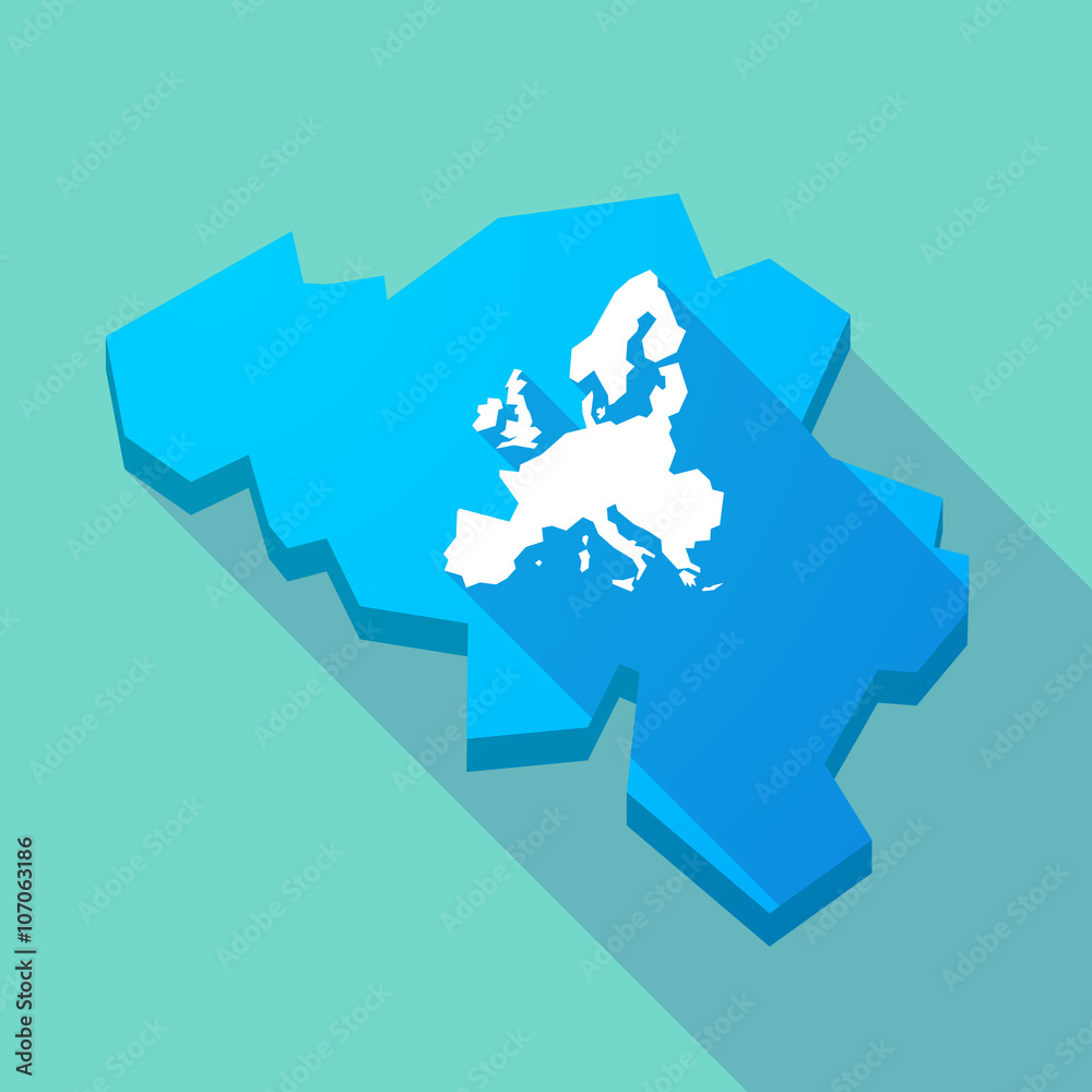 Fototapeta premium Long shadow map of Belgium with a map of Europe