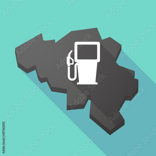 Long shadow map of Belgium with a gas station