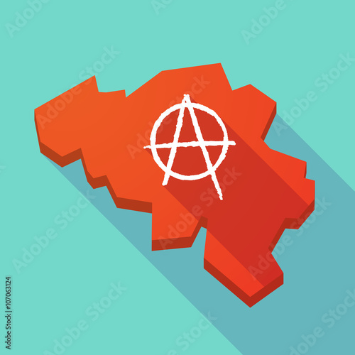 Long shadow map of Belgium with an anarchy sign