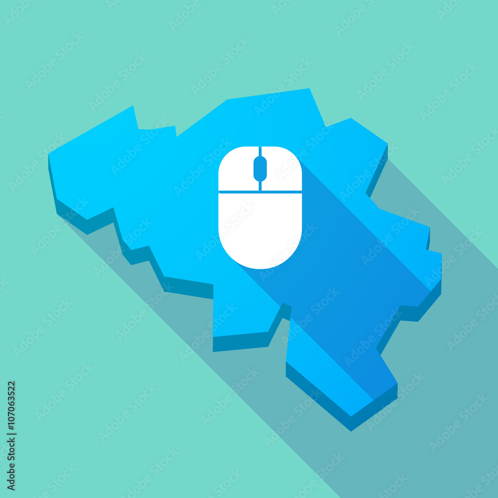 Fototapeta premium Long shadow map of Belgium with a wireless mouse