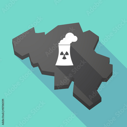 Long shadow map of Belgium with a nuclear power station