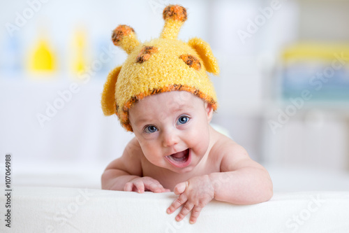 Photography baby child in costume of giraffe