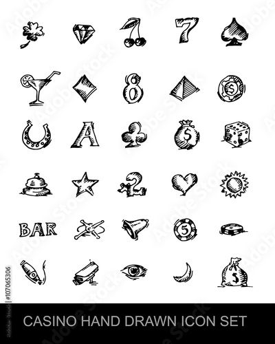 Canvas Print Casino hand drawn icon set