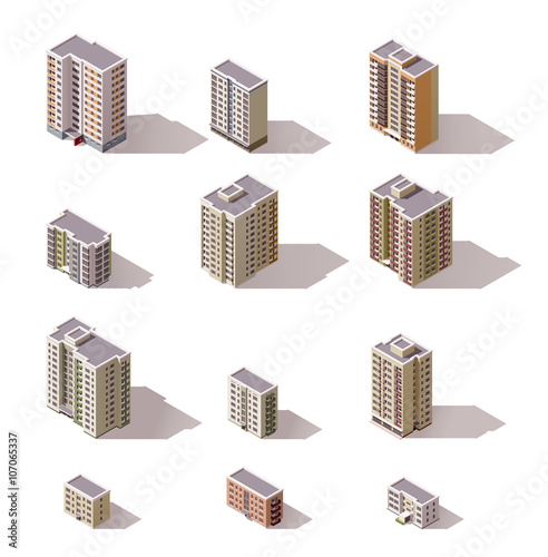 Vector isometric buildings set