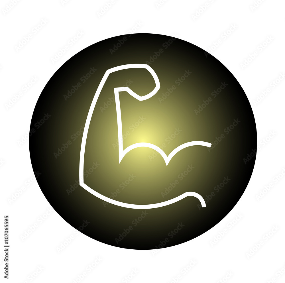 Image of muscular arm in colorful circle, isolated on white. Vector illustration. Image of muscular arm in colorful circle, isolated on white. Vector illustration.