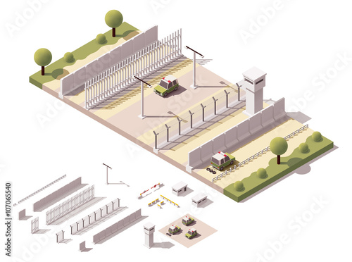Vector isometric border checkpoint