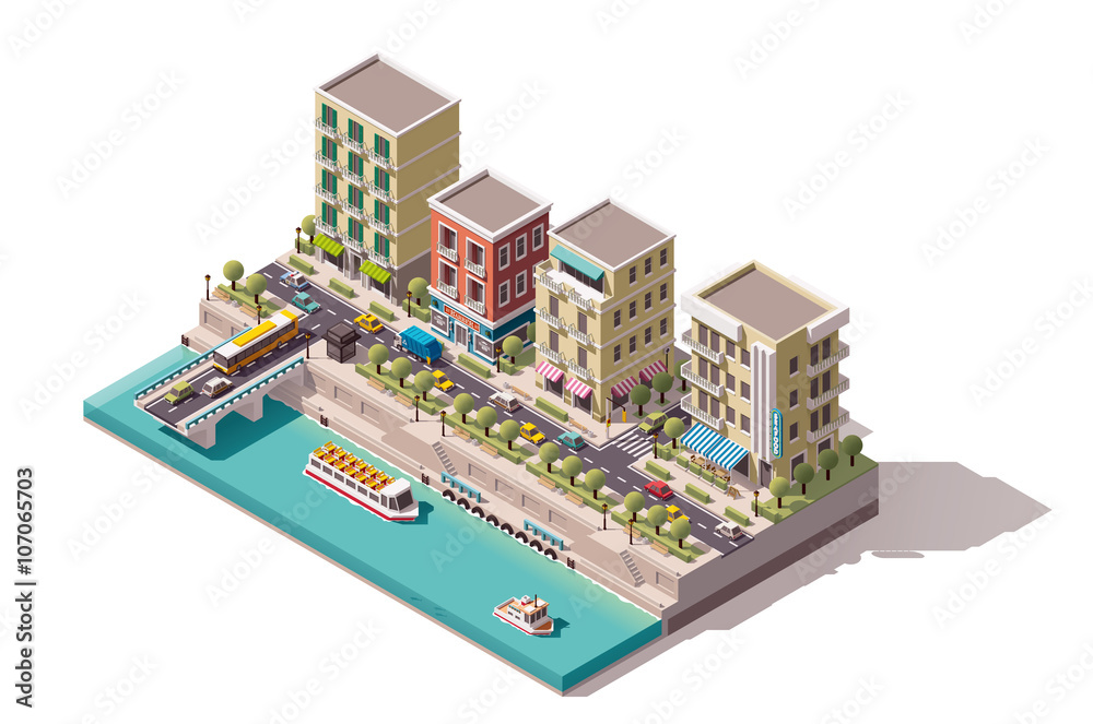 Vector isometric town street Vector isometric town street
