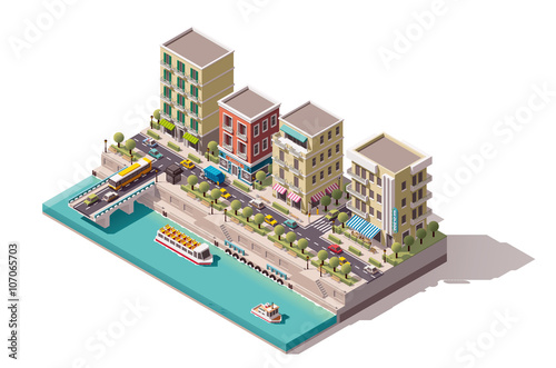Vector isometric town street