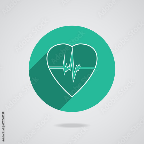 Defibrillator heart icon isolated on green background. Vector illustration EPS10