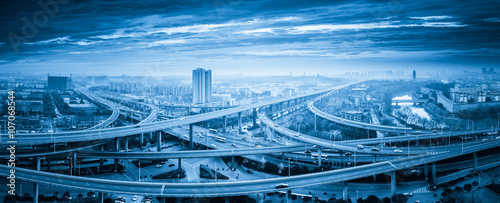 panoramic view of interchange overpass bridge