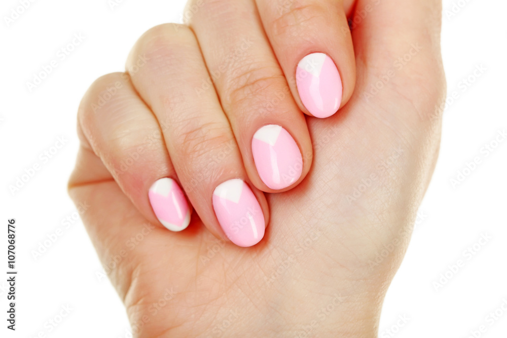Female hand with manicure on a white background Female hand with manicure on a white background