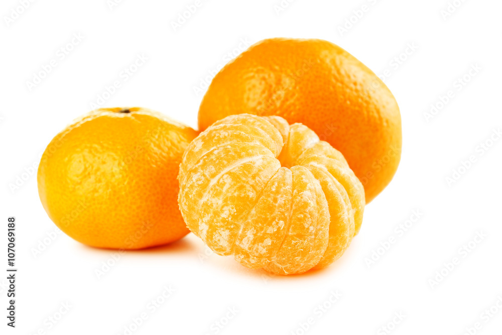 Ripe mandarins isolated on a white Ripe mandarins isolated on a white
