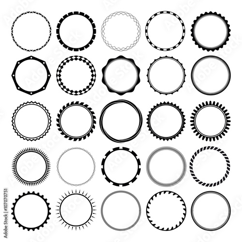 Collection of Round Decorative Border Frames with Clear Background. Ideal for vintage label designs.