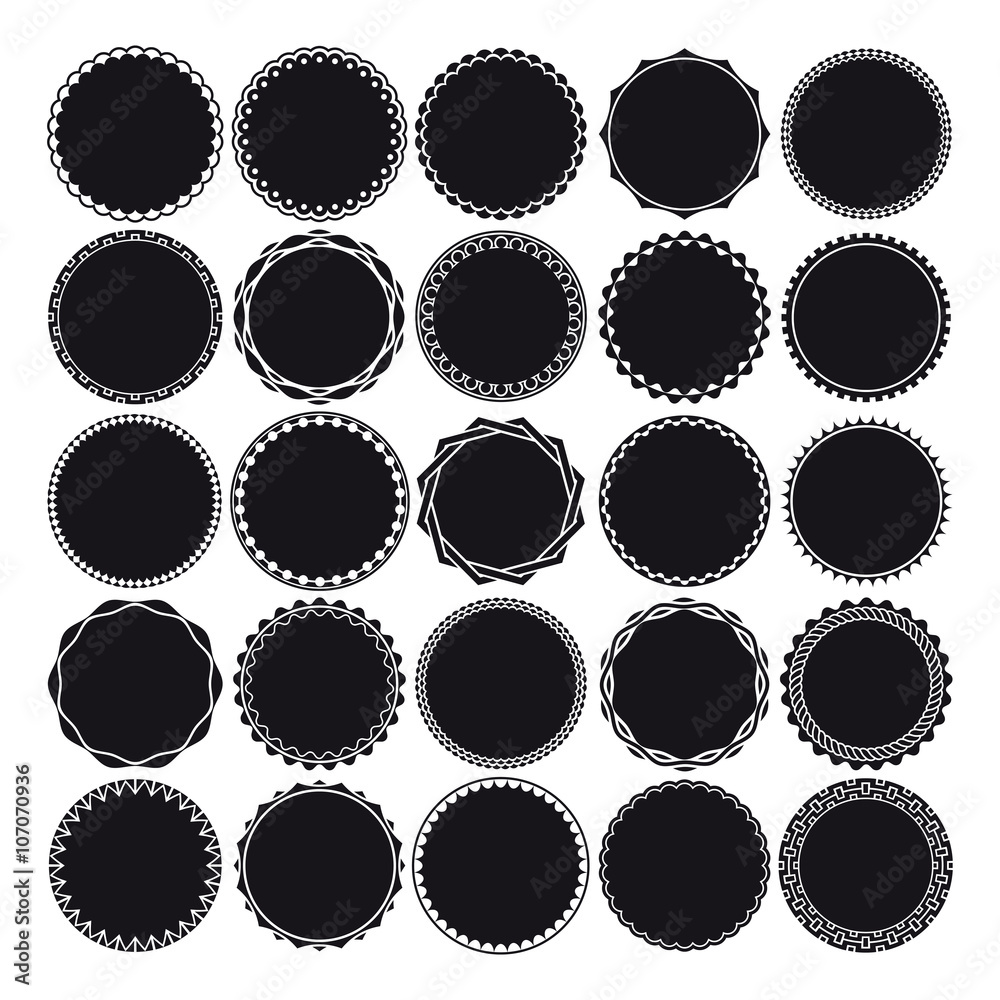 Collection of Round Decorative Border Frames with Solid Filled Background. Ideal for vintage label designs. Collection of Round Decorative Border Frames with Solid Filled Background. Ideal for vintage label designs.