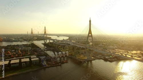 aerial view of bhumipol 1-2 bridge in bangkok thailand photo