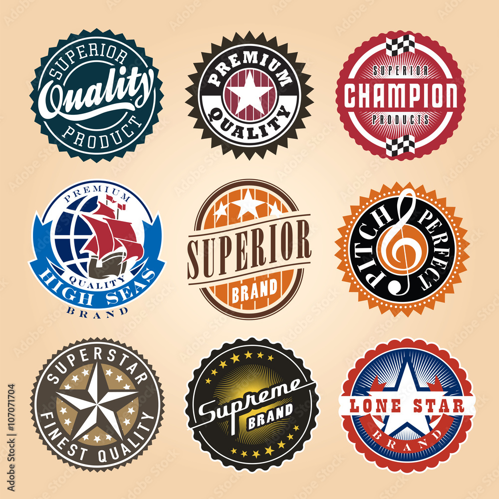 Set of Vintage Labels. Also available in black and white.