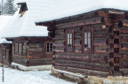 Wooden cottages in Zuberec, Slovakia photo