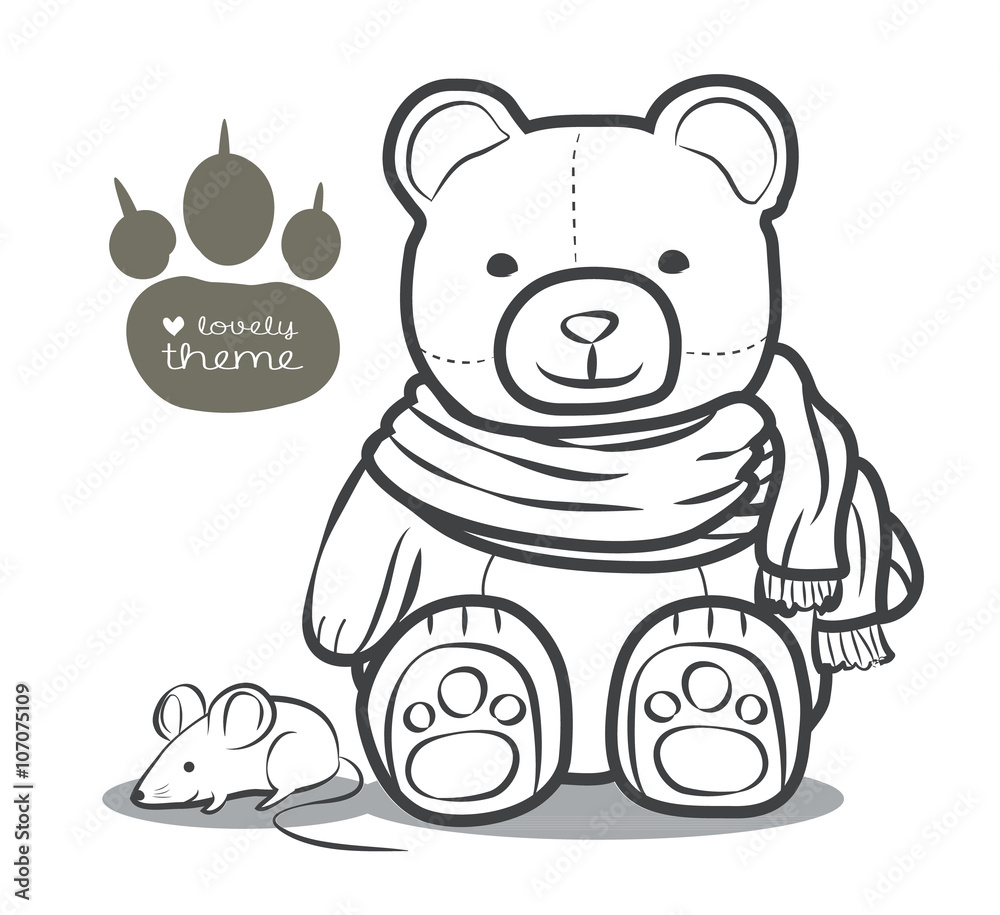 Fototapeta premium bear with scraft outline
