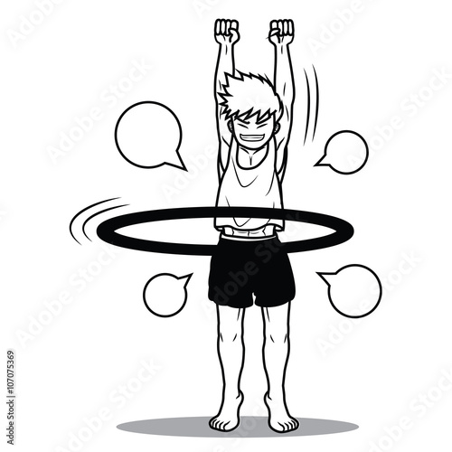 boy play hoola hoop funny cartoon vector