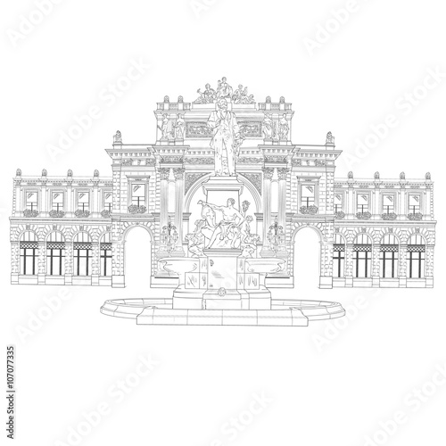 Freehand illustration Zurich train station. 