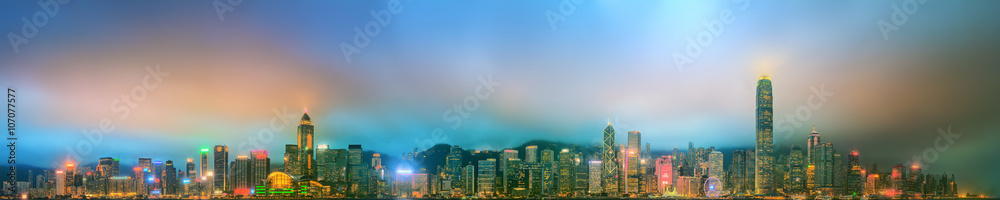 Fototapeta premium Panorama of Hong Kong and Financial district