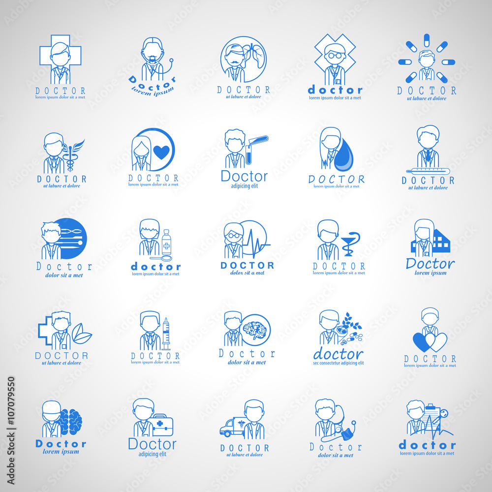 Doctors And Medical Workers Icons Set-Isolated On Gray Background-Vector Illustration,Graphic Design.Collection Of Professional Medical Persons, Physician, Chemist Staff. Thin Line