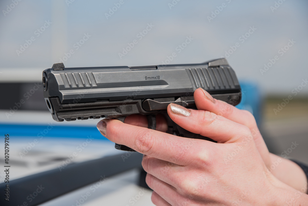 Polizei Dienstwaffe Pistole Stock Photo