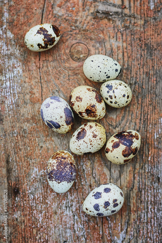 quail eggs on a wooden board