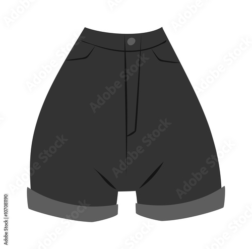 Stylish denim women shorts with high waist modern new style jeans clothes flat vector.