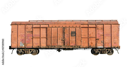 Old railway cargo wagon photo