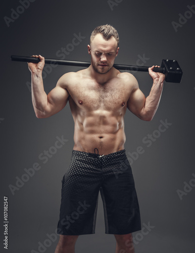 Abdominal shirtless muscular guy. © Fxquadro