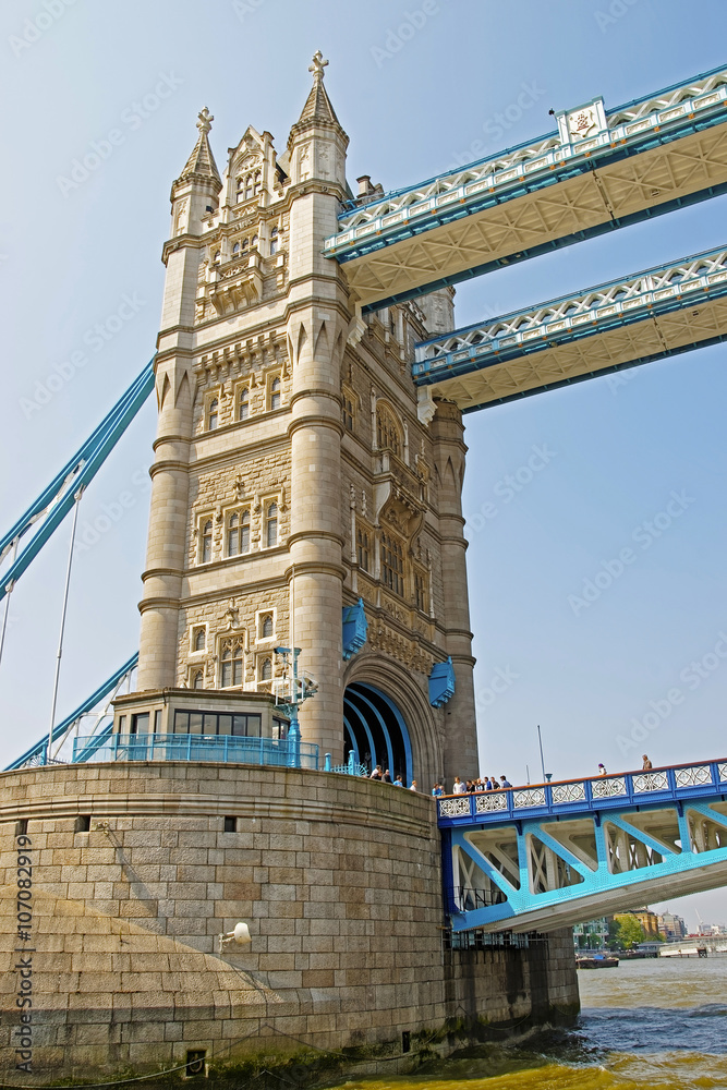 Fragment of Tower Bridge over River Thames in London