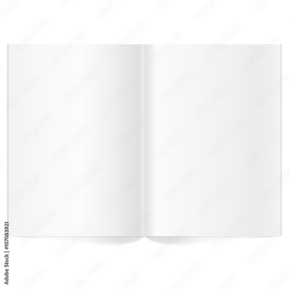 Vector blank magazine spread. Book Spread With Blank White Pages. Isolated white paper Vector blank magazine spread. Book Spread With Blank White Pages. Isolated white paper
