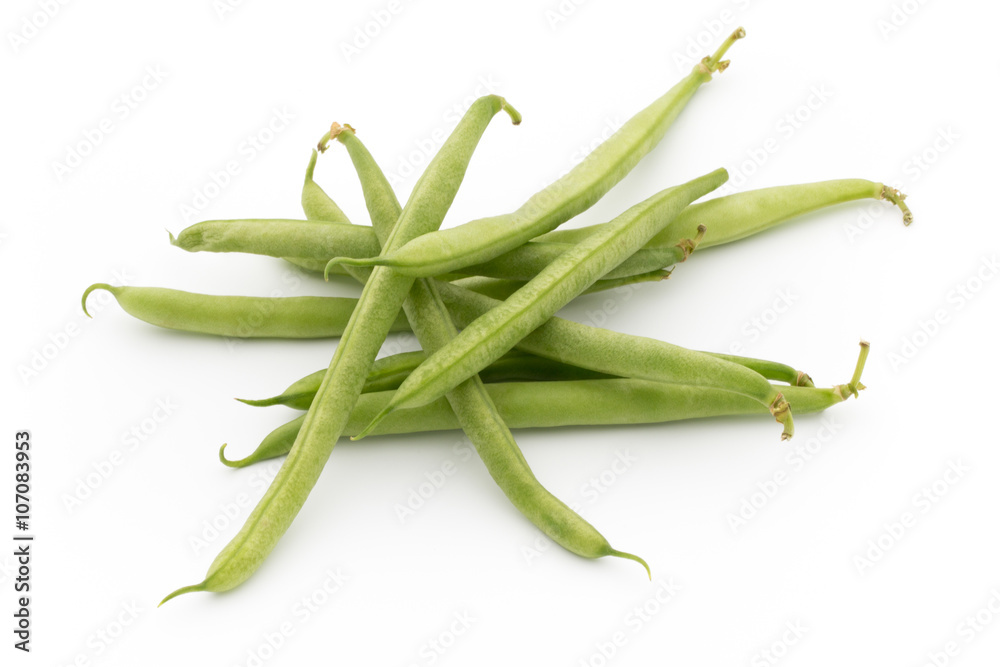 Green beans isolated on a white background.