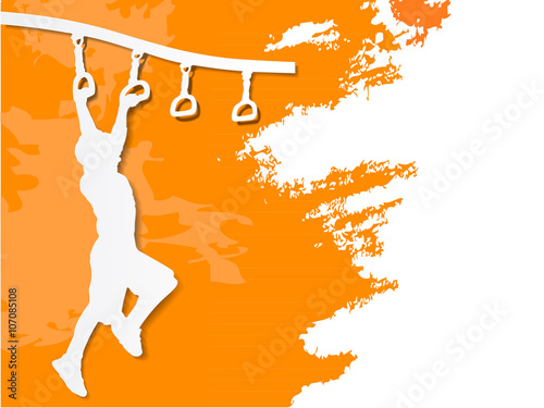 Paper cut boy on monkey bars