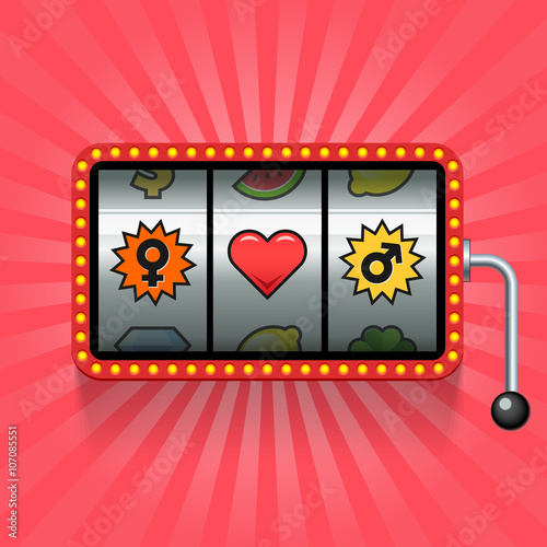 Heart and gender signs on slot machine