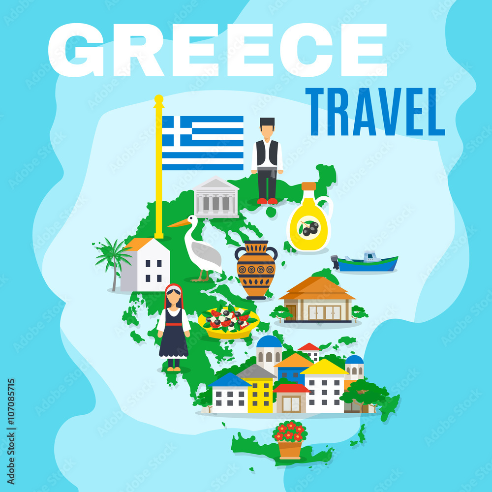Map Greece Poster - obrazy, fototapety, plakaty 