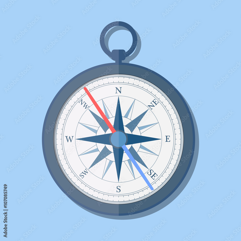 stylish flat design Compass vector Icon