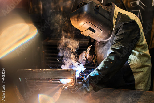 The welder produces welding parts