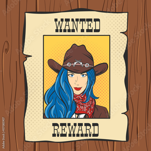 Vector illustration of Wanted Vintage Western Poster 