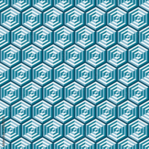 Seamless Abstract Geometric Hexagon Optical Illusion Pattern